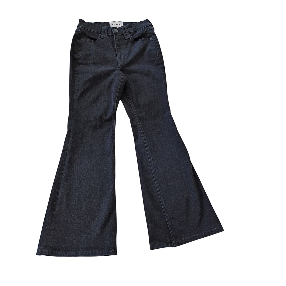 Boden High Rise Wide Leg Flare Jeans‎ Black Denim 26x27.5 NWOT $149